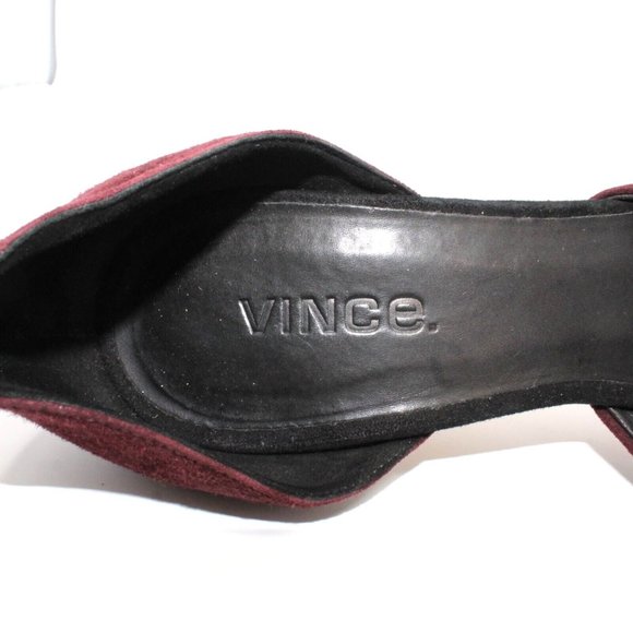 Vince Womens Sz 9.5M Celeste Dorsay Burgundy Red Brown Suede Pointed Toe Heels - Picture 8 of 10